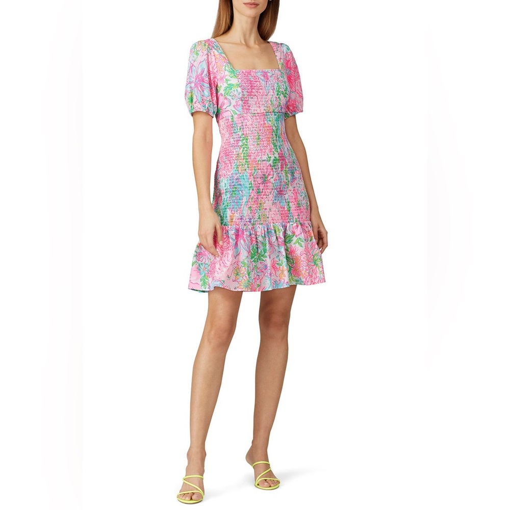 Lilly Pulitzer NwOT Evelina Dress Sz Small Smocked Cotton Poplin
